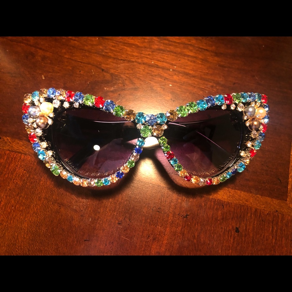 Cat Eye Rhinestone Sunglasses for Fiesta or Party!